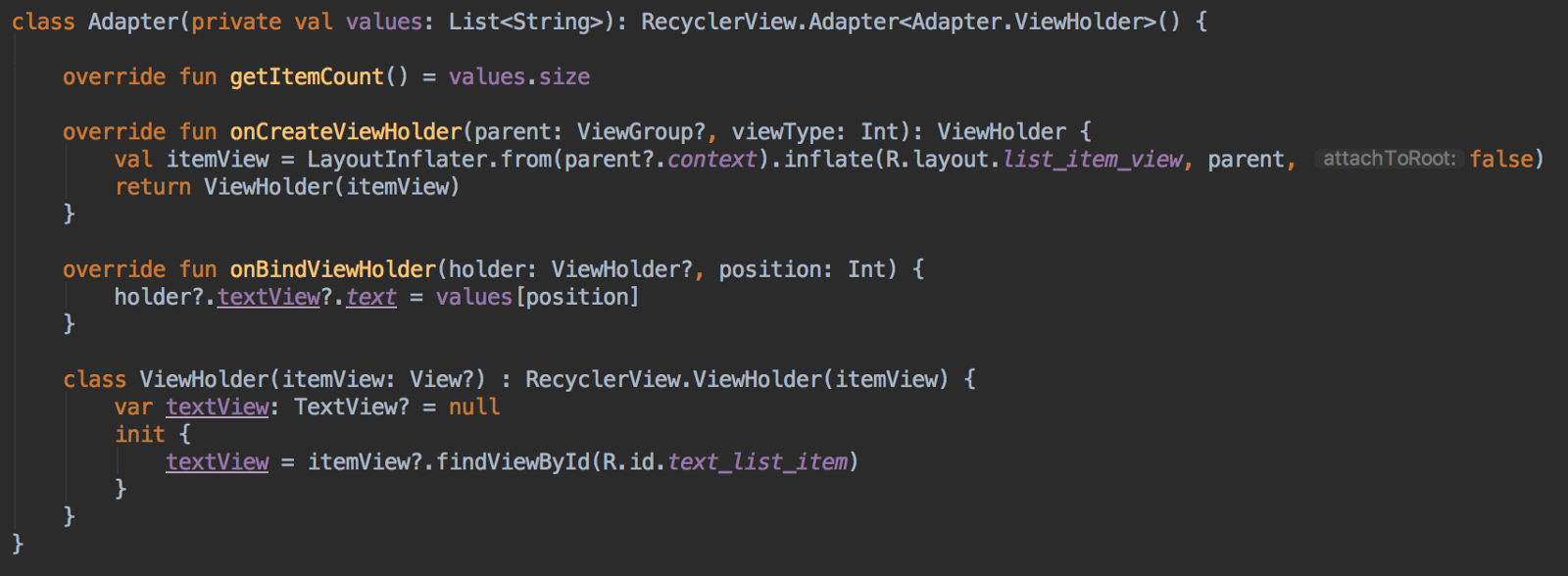 How to implement a RecyclerView - An example of RecyclerView’s adapter