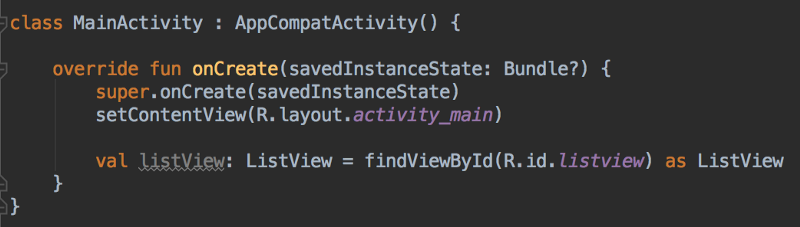 Creating the ListView in the Activity