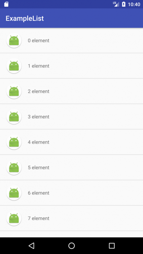 Example of scrolling list with the use of ListView
