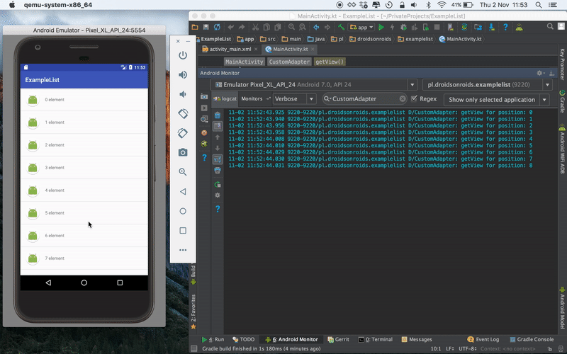 How to Implement ListView - Creating the row views by the Adapter.getView() method