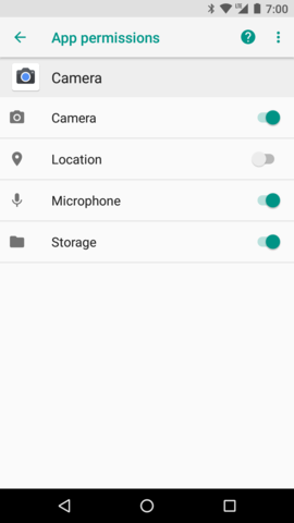 App permissions screen