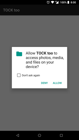 Runtime permission dialog