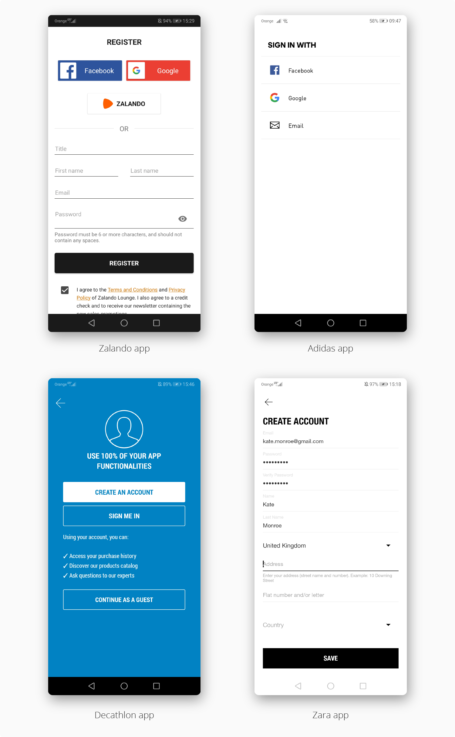 key e-Commerce mobile app features examples