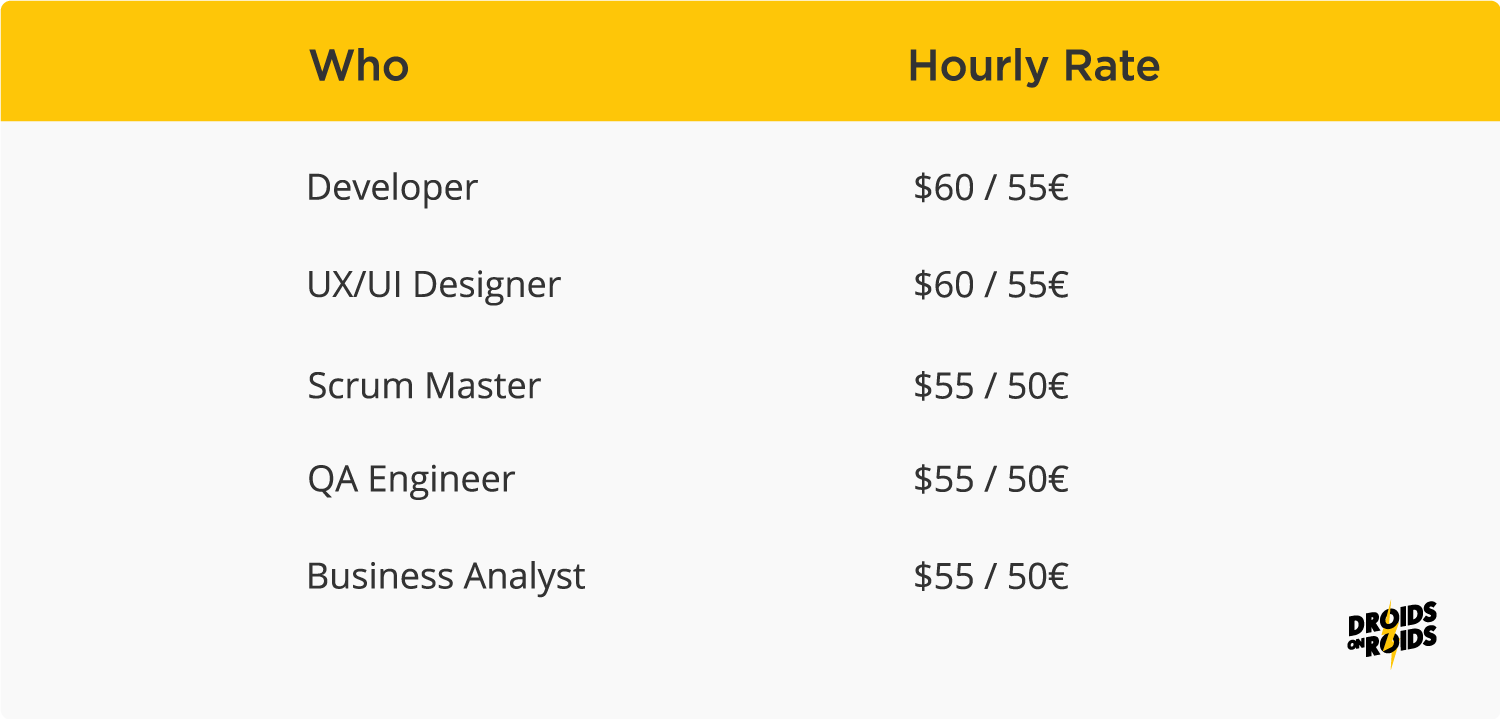 Software outsourcing cost per hour