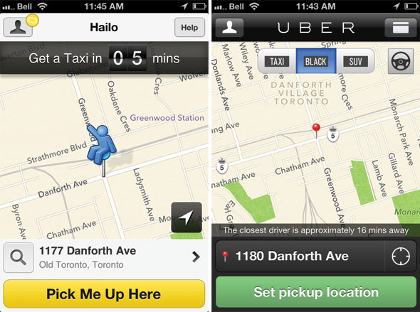 Taxi mobile apps screens