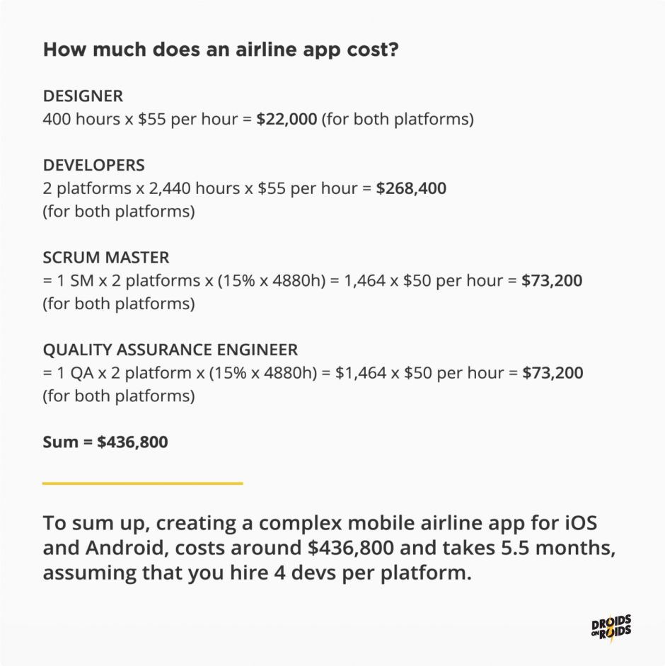 How much does an airline app cost?