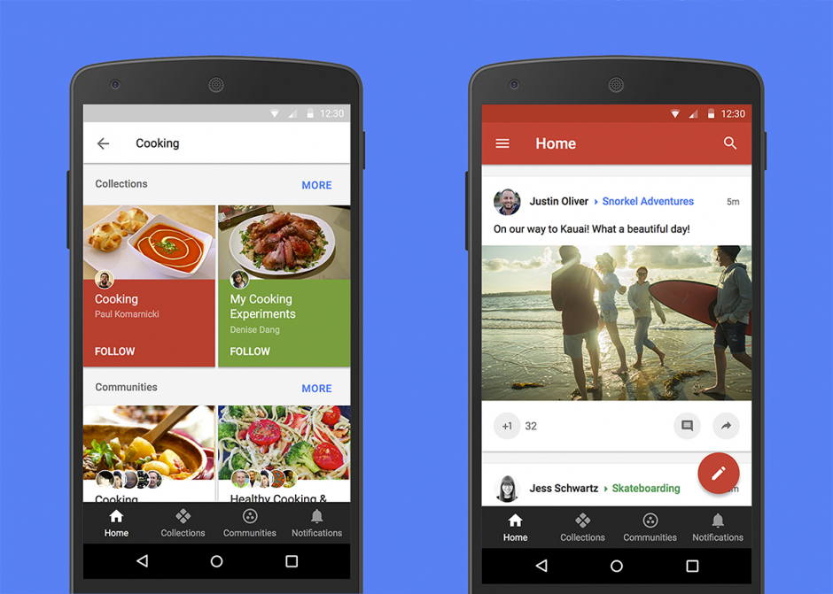 Screens of Google+ w G Suite