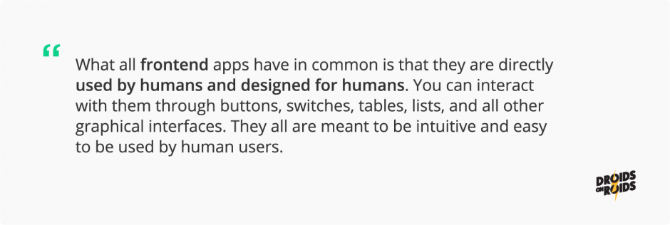 What are frontend mobile apps?
