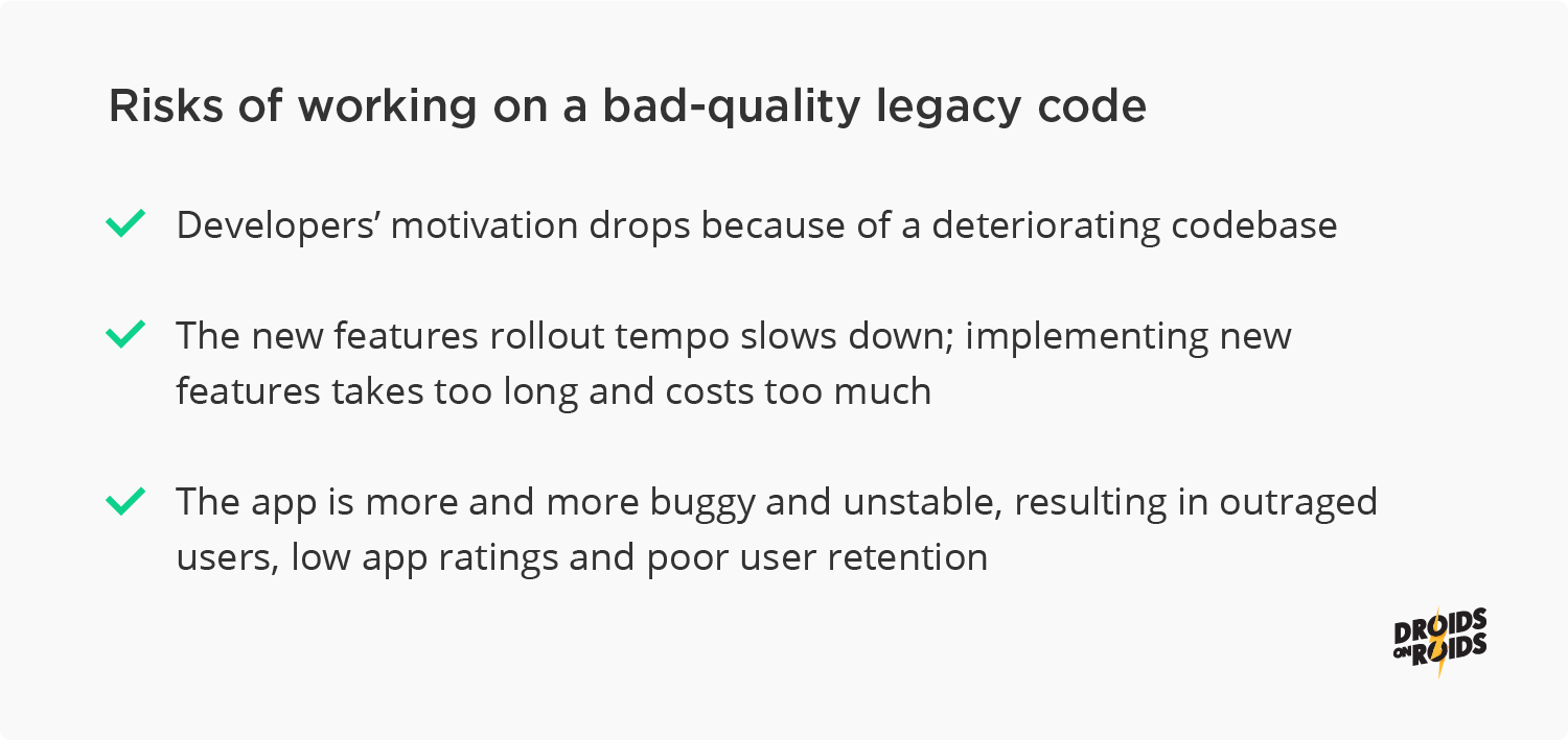 Risks of legacy code