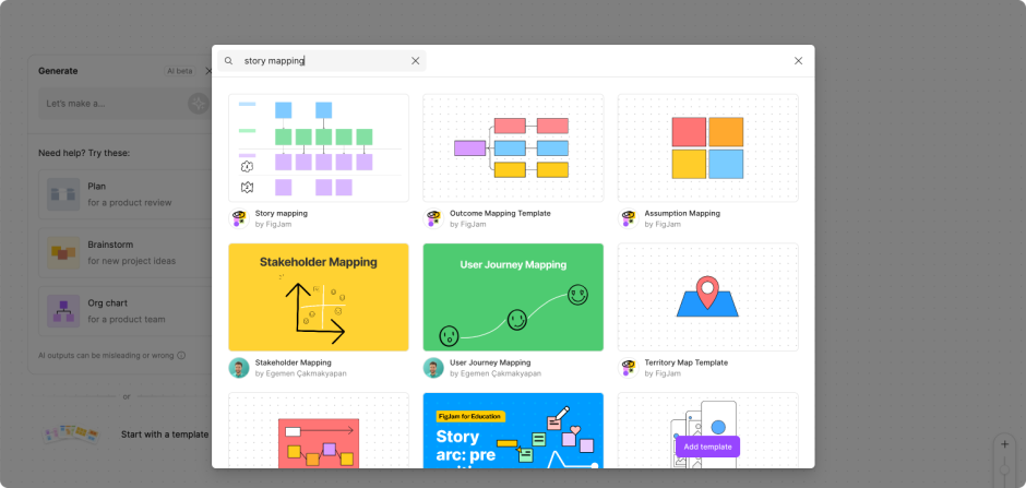 user story mapping - templates on Figma
