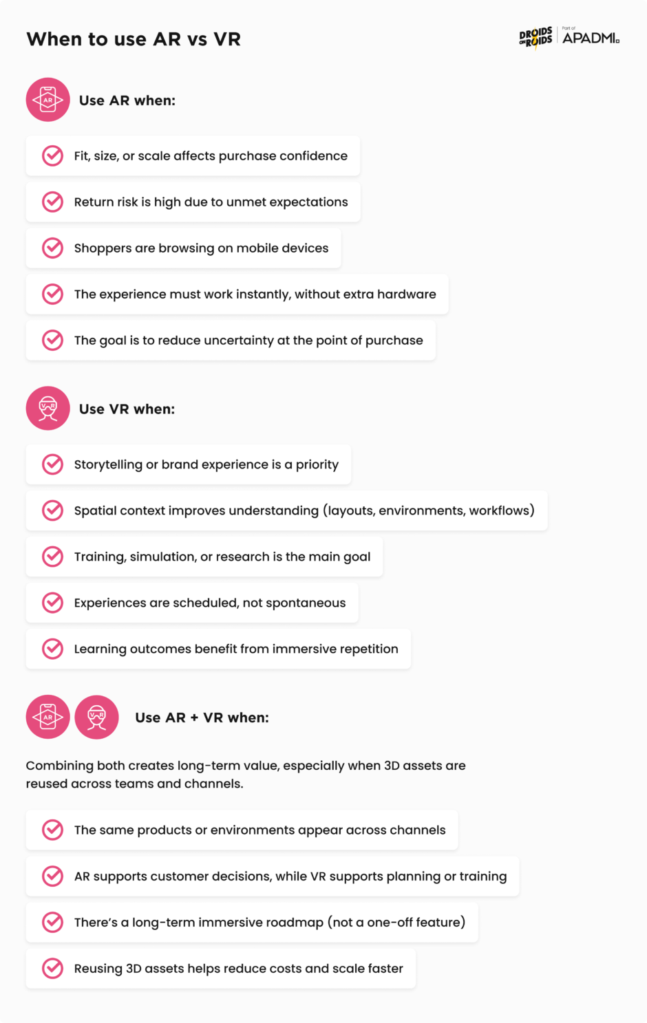 When to use AR vs VR