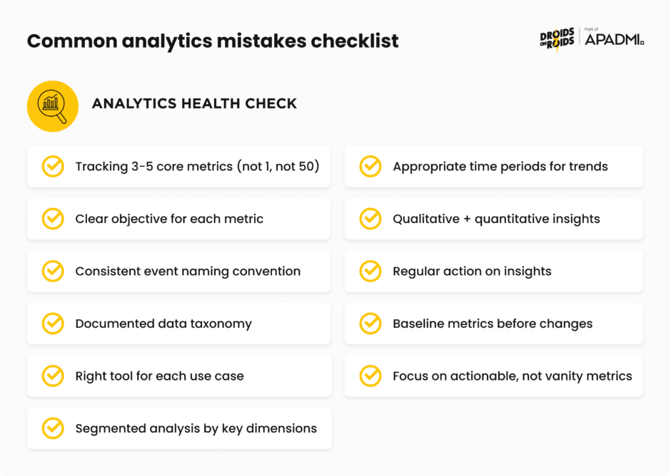 Common analytics mistakes checklist